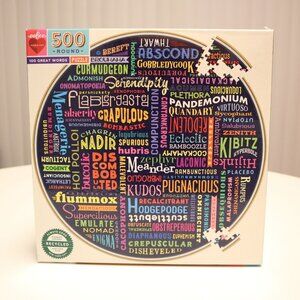 eeBoo Piece and Love, 100 Great Words 500 Piece Round Puzzle 23" Diameter